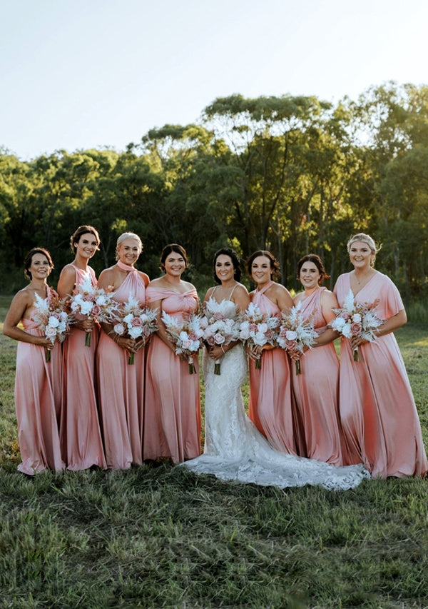 Rose gold convertible bridesmaid cheap dress